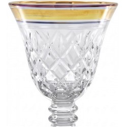 Taça Para Licor Lapidada Com Borda Dourada Em Vidro